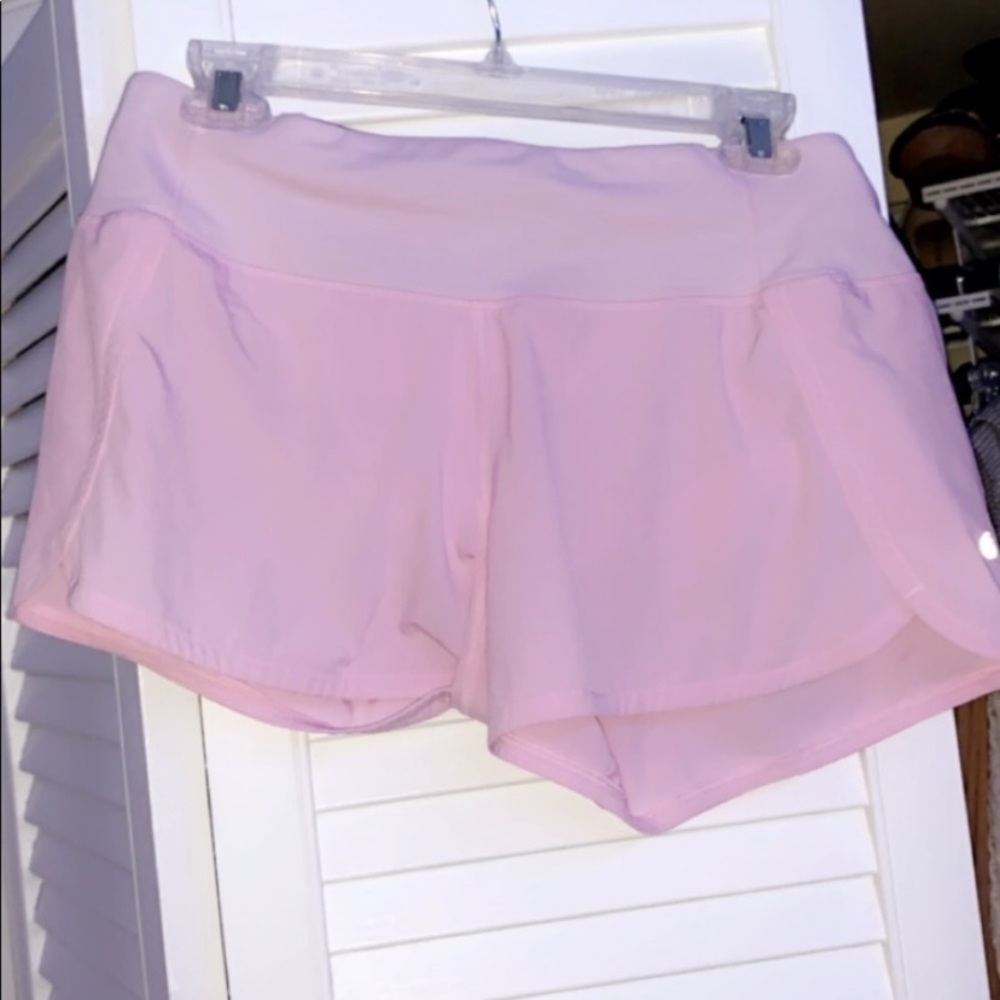 Light pink Lululemon Speed up Shorts